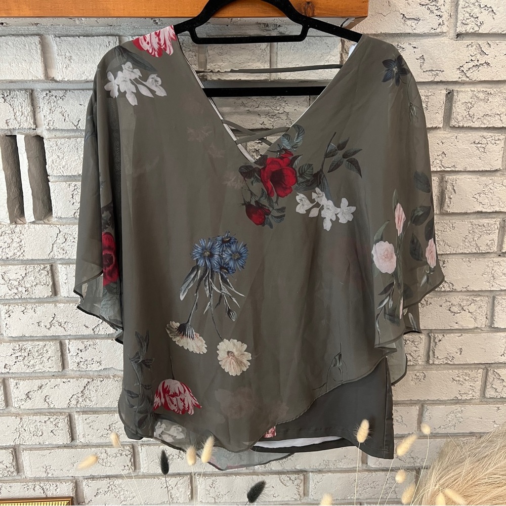 CLEO | Floral Chiffon Blouse - Green